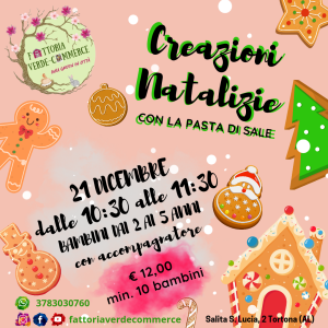 21 dicembre - CREAZIONI NATALIZIE CON LA PASTA DI SALE (bimbi piccoli)