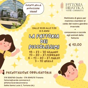 16-23-30 Gennaio | 13-20-27 Febbraio | 6-13-20-27 Marzo | 3-10 Aprile - LA FATTORIA DEI PICCOLISSIMI