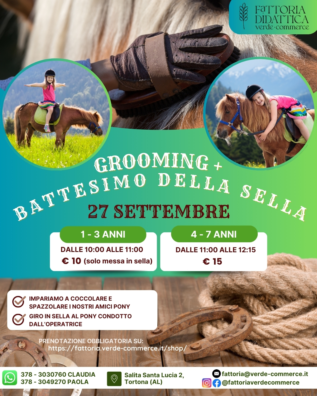 27 settembre - GROOMING & BATTESIMO DELLA SELLA